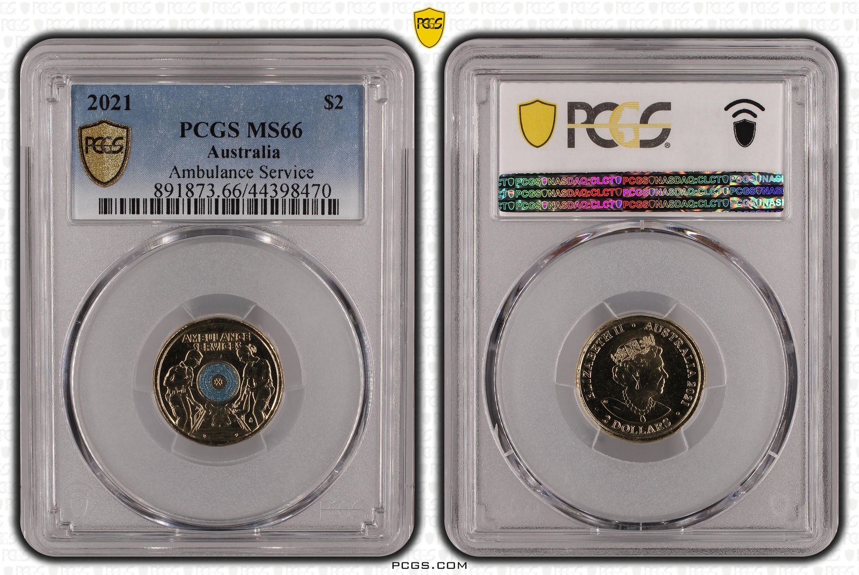 2021 $2 Coloured Ambulance Service PCGS Graded Coin MS66